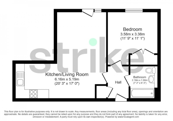 Floor Plan Image for 1 Bedroom Flat for Sale in Holford Way, London, London, SW15