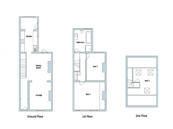 Floor Plan Image for 3 Bedroom Terraced House for Sale in West Street, Chester, Cheshire, CH2