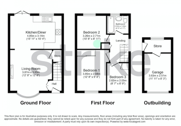 Floor Plan Image for 3 Bedroom Semi-Detached House for Sale in Eagle Drive, Lincoln, Lincolnshire, LN2