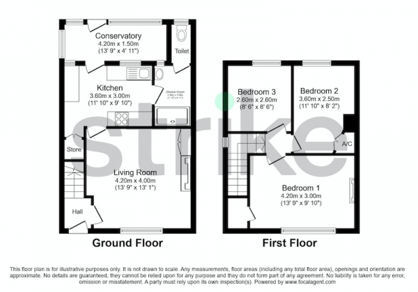Floor Plan for 3 Bedroom Semi-Detached House for Sale in Westgate, Crediton, Devon, EX17, EX17, 6QQ - From &pound220,000