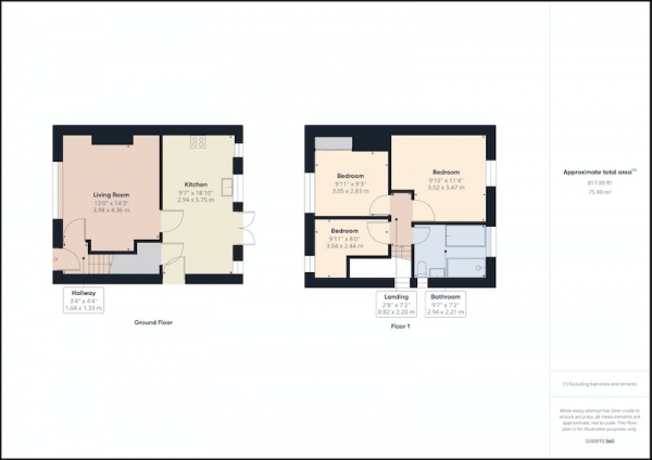 Floor Plan for 3 Bedroom Semi-Detached House for Sale in Oak Street, Wakefield, West Yorkshire, WF4, WF4, 1JN - Offers in Excess of &pound180,000