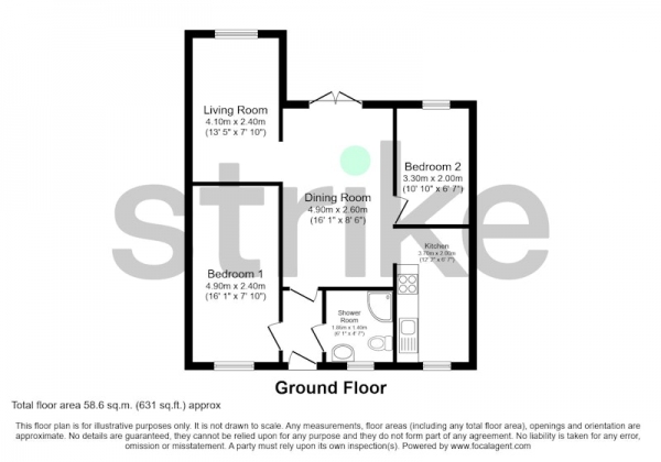 Floor Plan Image for 2 Bedroom Flat for Sale in Woodstock Crescent, Laindon, Basildon, Essex, SS15