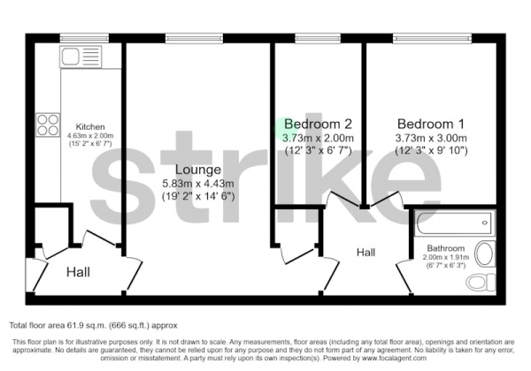 Floor Plan Image for 2 Bedroom Flat for Sale in Jeffreys Court, Jeffreys Road, Braintree, Essex, CM77