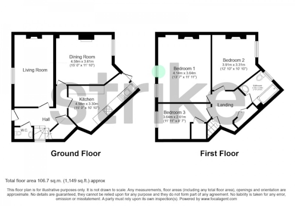 Floor Plan Image for 3 Bedroom Terraced House for Sale in Swinburne Rd, Putney, London, SW15