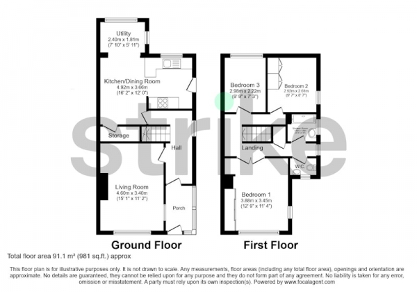 Floor Plan Image for 3 Bedroom Semi-Detached House for Sale in Ebury Close, Batley, West Yorkshire, WF17