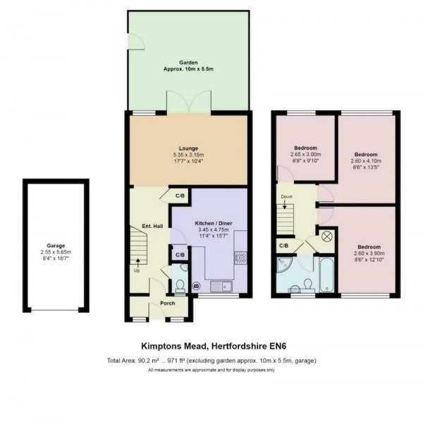 Floor Plan Image for 3 Bedroom Terraced House for Sale in Kimptons Mead, Potters Bar, Hertfordshire, EN6