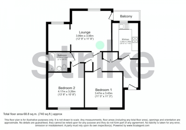 Floor Plan Image for 2 Bedroom Flat for Sale in Belgrave Road, Exeter, Devon, EX1