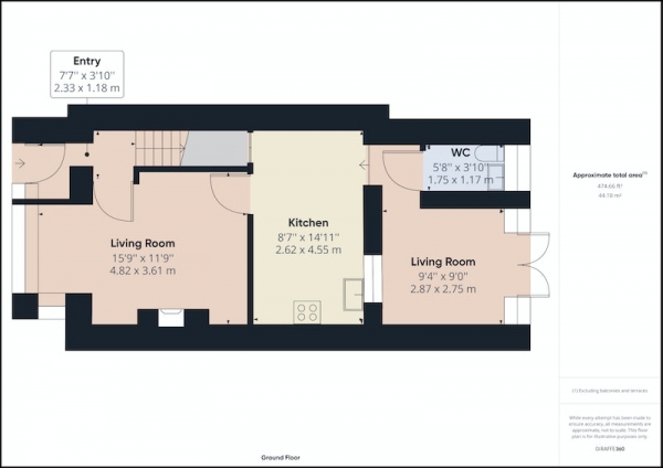 Floor Plan Image for 3 Bedroom Terraced House for Sale in Crossley Lane, Huddersfield, West Yorkshire, HD5