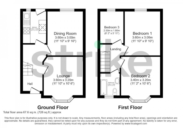 Floor Plan Image for 3 Bedroom Terraced House for Sale in Harefield Road, Luton, Bedfordshire, LU1