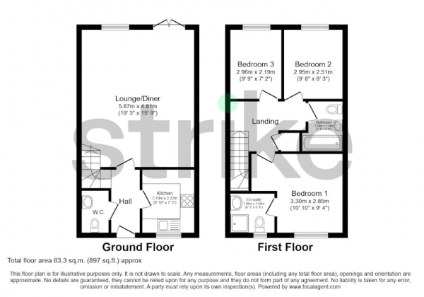 Floor Plan for 3 Bedroom Terraced House for Sale in Carling Place, Hitchin, Hertfordshire, SG5, SG5, 2TZ -  &pound460,000