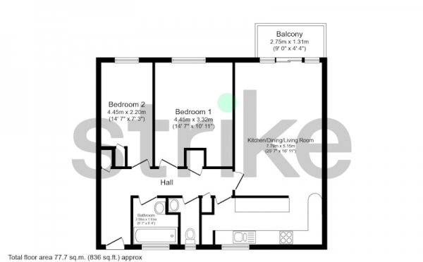 Floor Plan Image for 2 Bedroom Flat for Sale in Greyladies Gardens, Wat Tyler Road, London, London, SE10