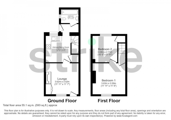 Floor Plan Image for 2 Bedroom Terraced House for Sale in Emerson Street, Lancaster, Lancashire, LA1