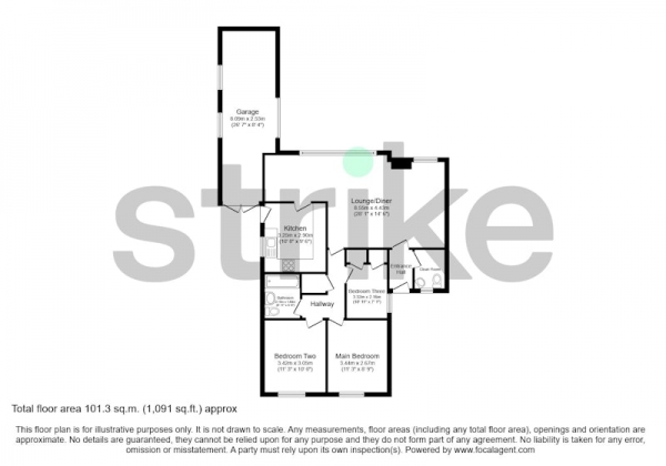 Floor Plan Image for 3 Bedroom Bungalow for Sale in Hunters Rise, Melton Mowbray, Leicestershire, LE14