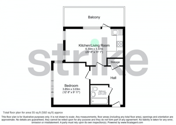 Floor Plan Image for 1 Bedroom Flat for Sale in Leytonstone Road, London, London, E15