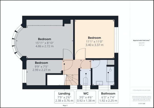 Floor Plan for 3 Bedroom Semi-Detached House for Sale in Park Road, Chesterfield, Derbyshire, S42, S42, 6ER -  &pound210,000