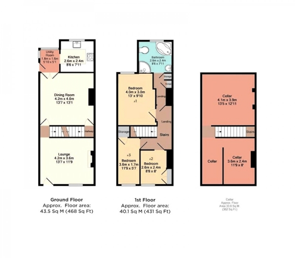 Floor Plan Image for 3 Bedroom Semi-Detached House for Sale in Belmont Street, Mexborough, South Yorkshire, S64