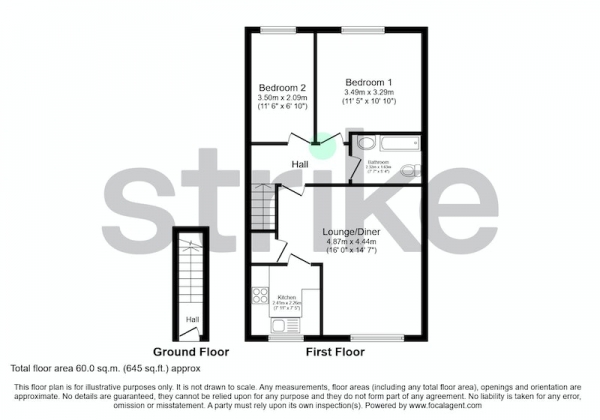 Floor Plan Image for 2 Bedroom Flat for Sale in Ladybank Road, Derby, Derbyshire, DE3