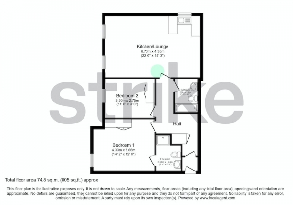 Floor Plan Image for 2 Bedroom Flat for Sale in Trunkfield Meadow, Lichfield, Staffordshire, WS13