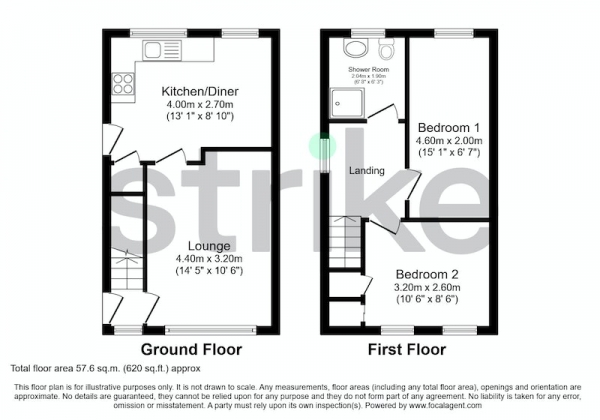 Floor Plan Image for 2 Bedroom Semi-Detached House for Sale in Cowley Drive, Dudley, West Midlands, DY1