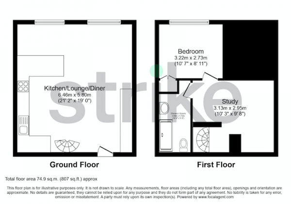 Floor Plan Image for 2 Bedroom Flat for Sale in Albany Road, London, London, SE5