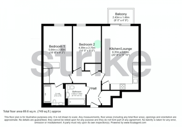 Floor Plan Image for 2 Bedroom Flat for Sale in Homefield Rise, Orpington, London, BR6