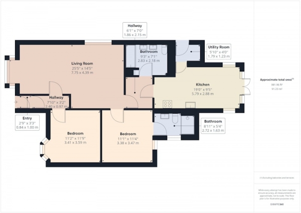 Floor Plan for 2 Bedroom Bungalow for Sale in Newbrook Road, Bolton, Greater Manchester, BL5, BL5, 1EP - Offers in Excess of &pound300,000