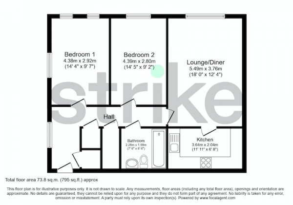 Floor Plan Image for 2 Bedroom Flat for Sale in Copthorne Common Road, Crawley, West Sussex, RH10