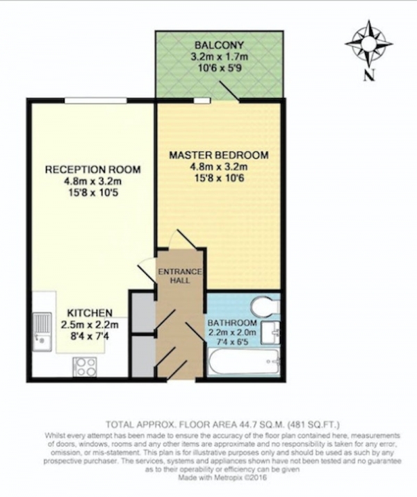 Floor Plan Image for 1 Bedroom Flat for Sale in Craven Park, London, London, NW10