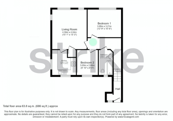 Floor Plan for 2 Bedroom Flat for Sale in Coulsdon Place, Liverpool, Liverpool, L8, L8, 4PL - Offers Over &pound95,000