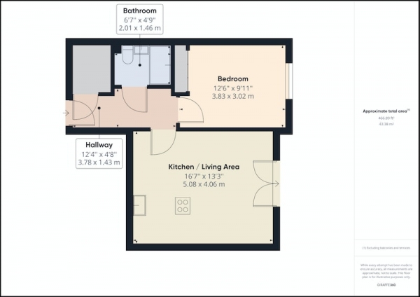 Floor Plan Image for 1 Bedroom Flat for Sale in Birchin Bank, Barnsley, South Yorkshire, S74