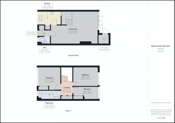 Floor Plan for 3 Bedroom Terraced House for Sale in Relton Place, Whitley Bay, Tyne and Wear, NE25, NE25, 8DU -  &pound250,000