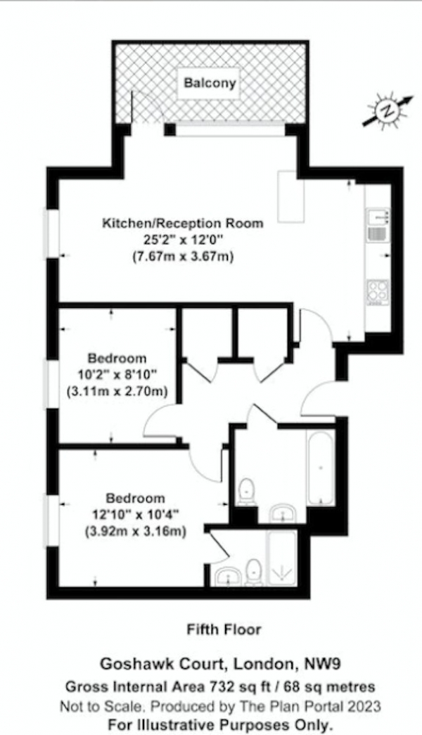 Floor Plan Image for 2 Bedroom Flat for Sale in Shearwater Drive, London, London, NW9