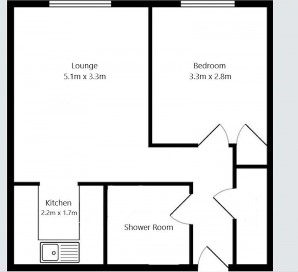 Floor Plan Image for 1 Bedroom Flat for Sale in Hanover Court, Preston, Lancashire, PR2