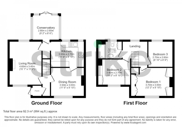 Floor Plan Image for 3 Bedroom End of Terrace House for Sale in Miles Hill View, Leeds, West Yorkshire, LS7