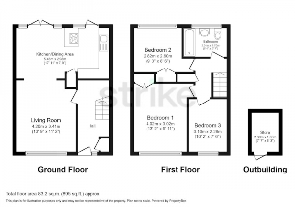 Floor Plan Image for 3 Bedroom Semi-Detached House for Sale in Foxwarren, Esher, Surrey, KT10