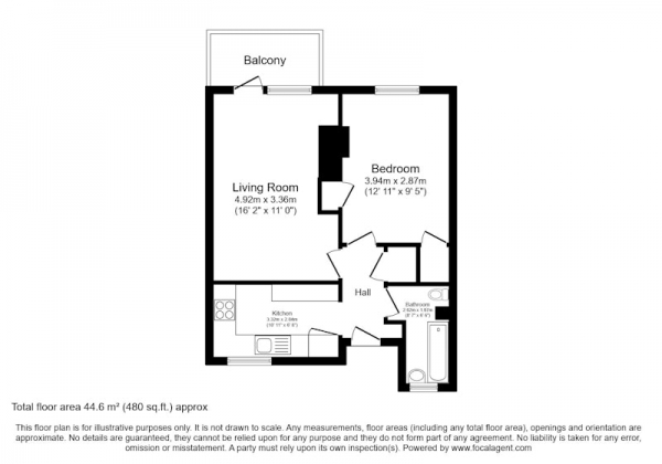 Floor Plan Image for 1 Bedroom Flat for Sale in Beckway Street, London, London, SE17