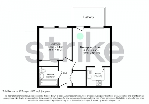 Floor Plan Image for 1 Bedroom Flat for Sale in Oxley Square, London, London, E3