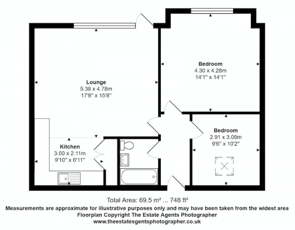 Floor Plan Image for 2 Bedroom Flat for Sale in St. Marys Lane, Upminster, London, RM14