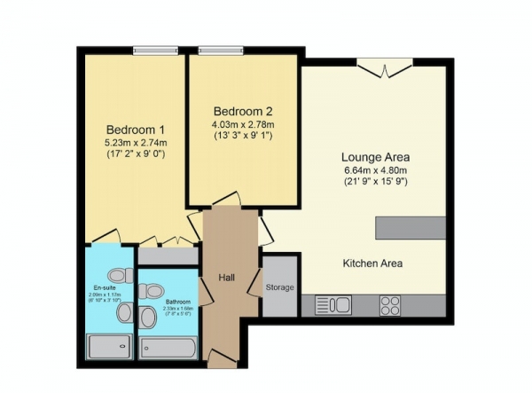 Floor Plan Image for 2 Bedroom Flat for Sale in Woodthorpe Drive, Nottingham, Nottinghamshire, NG5