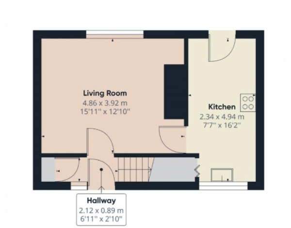 Floor Plan Image for 3 Bedroom Terraced House for Sale in Longthorpe Lane, Wakefield, West Yorkshire, WF3