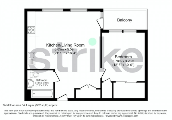 Floor Plan Image for 1 Bedroom Flat for Sale in Marleigh Avenue, Cambridge, Cambridgeshire, CB5