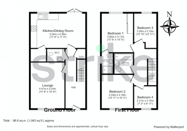 Floor Plan for 4 Bedroom Detached House for Sale in Moreton Road, Preston, Lancashire, PR4, PR4, 0PH - Guide Price &pound250,000