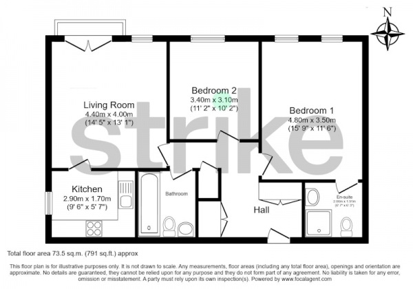 Floor Plan Image for 2 Bedroom Flat for Sale in Mersey Road, Manchester, Greater Manchester, M20