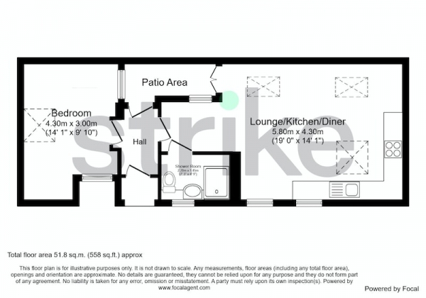 Floor Plan Image for 1 Bedroom Flat for Sale in Silvester Road, London, London, SE22