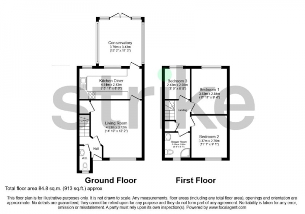 Floor Plan for 3 Bedroom Semi-Detached House for Sale in Alexandra Street, Leicester, Leicestershire, LE4, LE4, 8FA -  &pound275,000