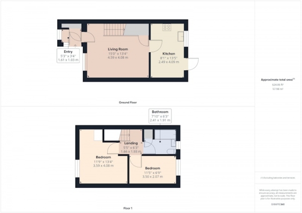 Floor Plan for 2 Bedroom Terraced House for Sale in Millbank Court, Pudsey, West Yorkshire, LS28, LS28, 9NL -  &pound190,000