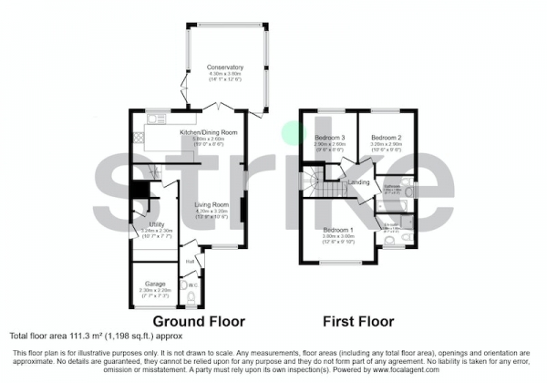 Floor Plan for 3 Bedroom Detached House for Sale in Carr Brook Close, High Peak, Derbyshire, SK23, SK23, 7GX - Offers in Excess of &pound375,000