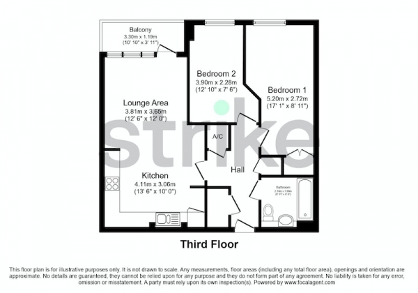 Floor Plan Image for 2 Bedroom Flat for Sale in Russells Crescent, Horley, Surrey, RH6