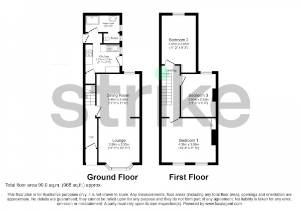 Floor Plan Image for 3 Bedroom Terraced House for Sale in The Grove, Dover, Kent, CT16