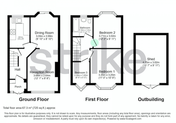 Floor Plan for 3 Bedroom Terraced House for Sale in Empire Road, Greenford, London, UB6, UB6, 7EB - Guide Price &pound500,000